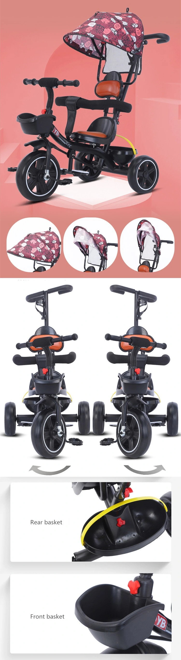 Top Sell Christmas Gifts Baby Tricycles 2-6 Years Children Trike Baby Tricycle/ Foldable Tri Cycle 3 Wheel Baby Tricycle Baby Tricycle with Push Handle