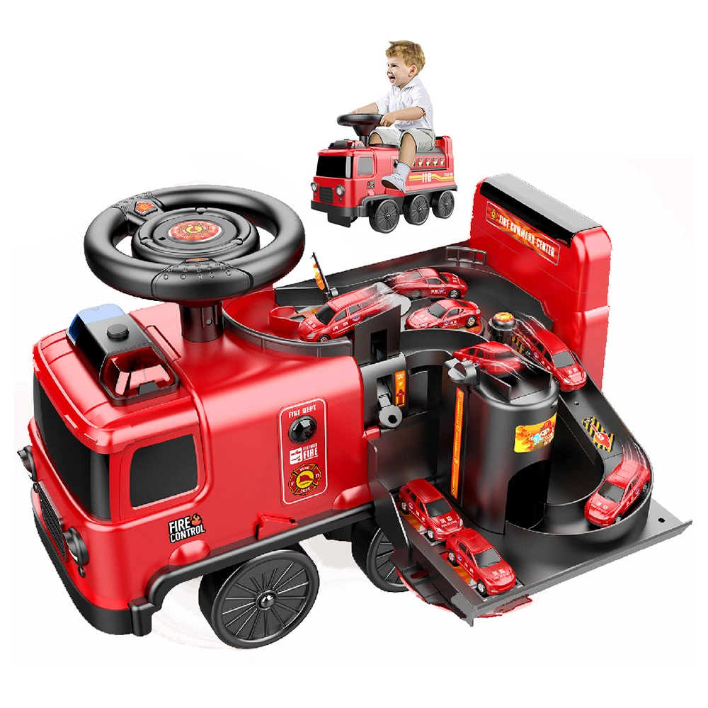 2 in 1 Electric Battery Power Car Toys Adventure Kids Ride on Car Toy Fire Truck with Parking Lot Toy