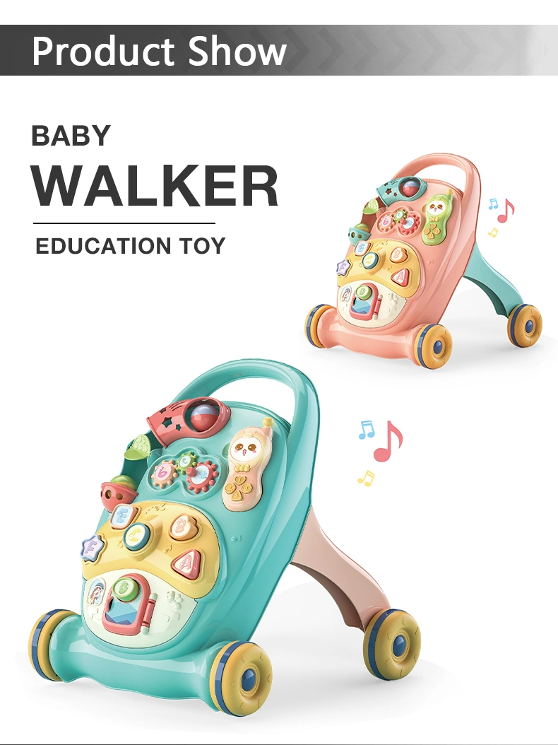 QS Educational Electric Multifunctional Plastic Strollers Early Learning Baby Hand-Push Walker Toys with Music